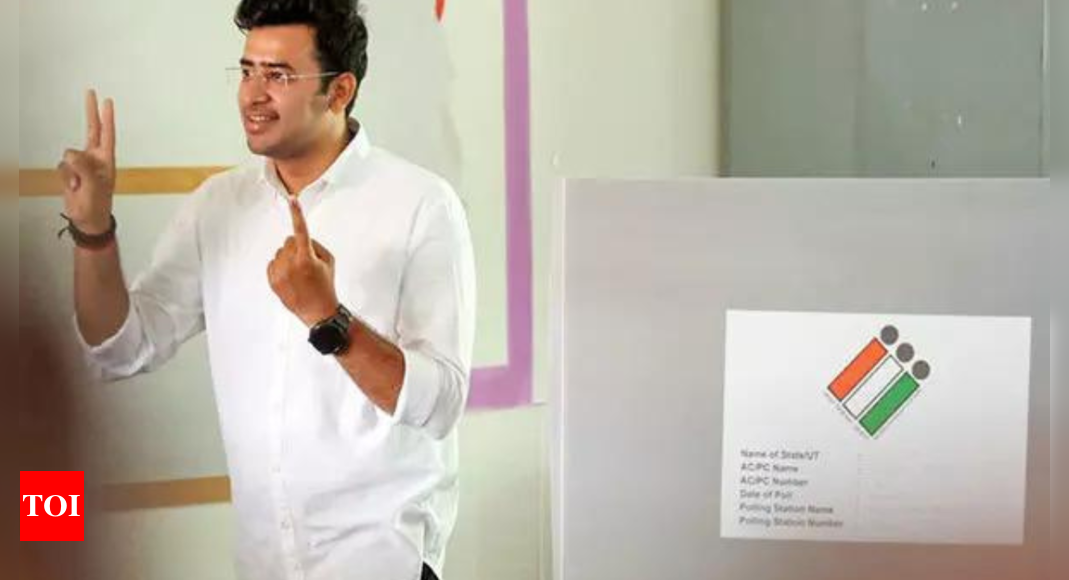 Election Commission books BJP MP Tejasvi Surya for 'soliciting votes on ground of religion' | India News – Times of India
