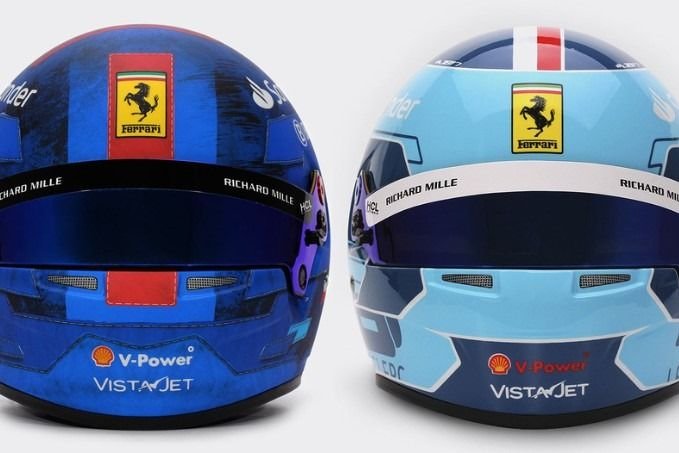 Fotos: los cascos de Sainz y Leclerc para el GP de Miami 2024 de F1