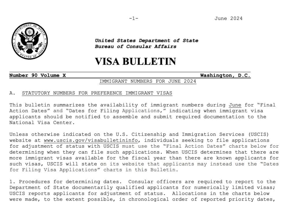 Boletín De Visas Junio 2024